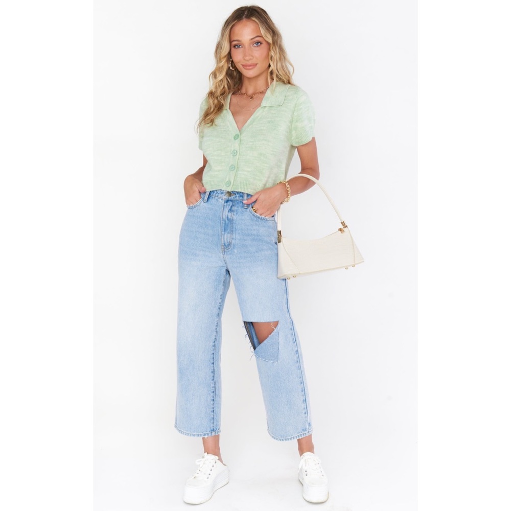 Show Me Your Mumu Scooter Sweater in Seafoam Knit size Medium